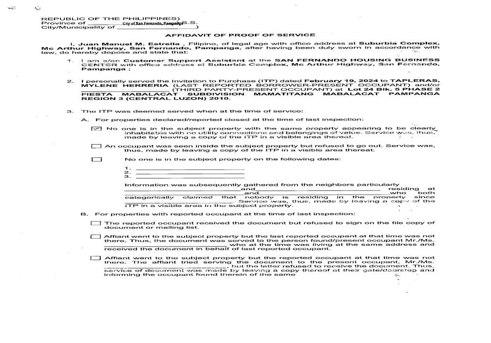 Image for Lot 24 Blk. 5 Fiesta Mabalacat Subdivision Mamatitang, Mabalacat, Pampanga, 2010